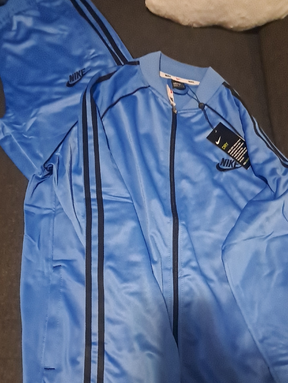 Nike Blue Track Jacket with Black Stripes